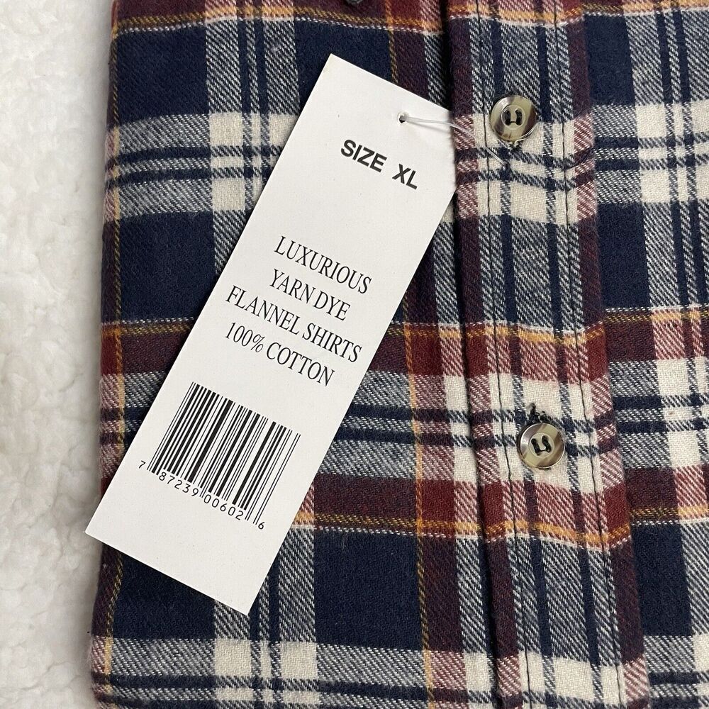 Vintage Tumble Weed Flannel Shirt Mens Size XL Red Blue Plaid Long Sleeve NEW - Picture 2 of 4